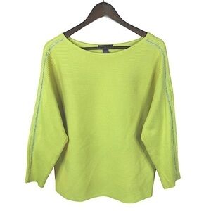 Bydesign Long Sleeve Sweater Mustard Yellow Size L Boat Neck Rhinestone Accent